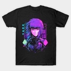 The Major Motoko Kusanagi Ghost In The Shell Anime Waifu Black T-Shirt V14