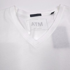 ATM Classic Jersey V-Neck T-Shirt Mens Size XL Solid White Tee AM4061-GAB