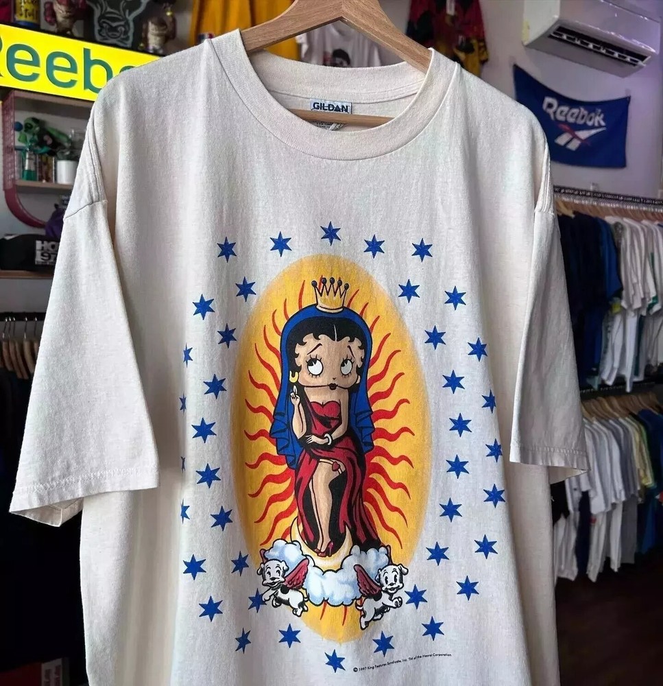 Betty Boop Rare Design Retro Style White Unisex T shirt Classic Style S-5XL