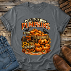 Pick Your Own Pumpkins Tshirt Graphic Tee Unisex Farm Fall Autumn Halloween