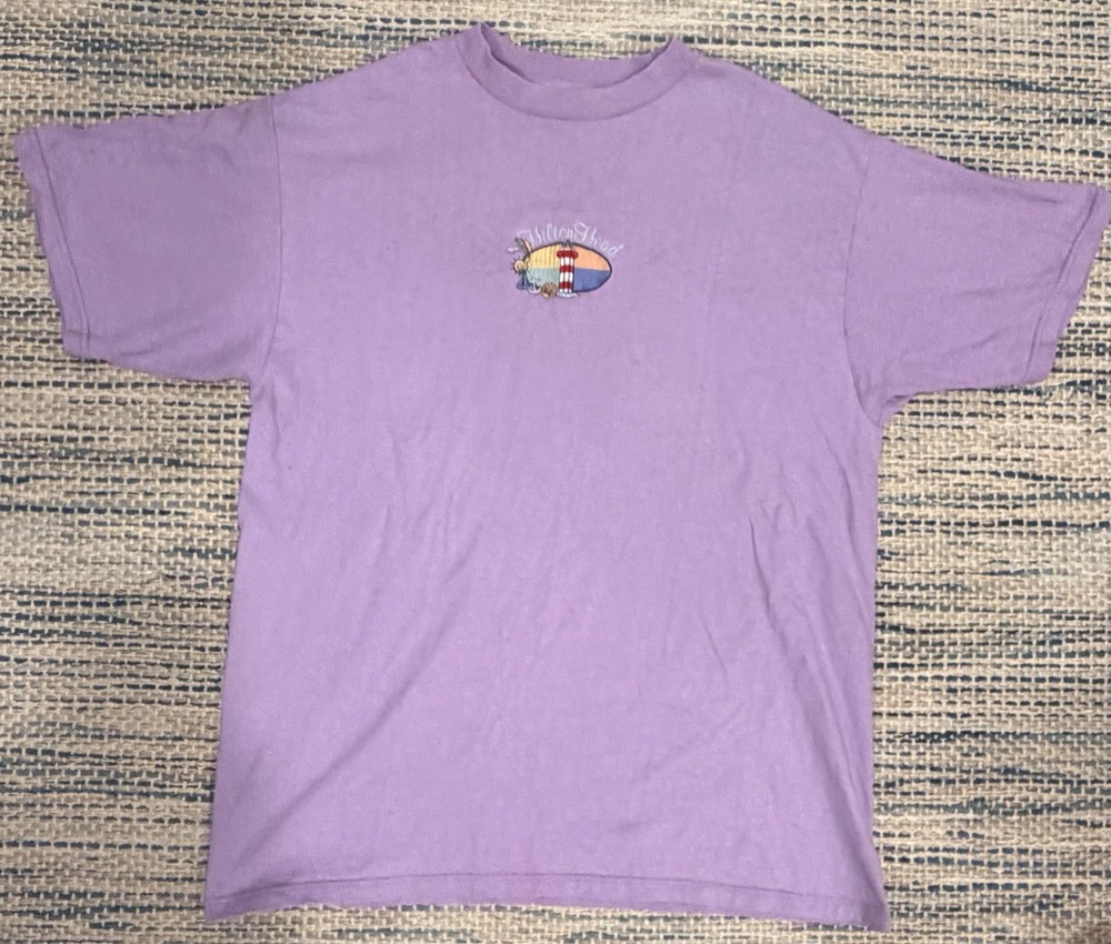 Vintage Hilton Head Island Embroidered Pocket Style Tee USA Made Purple Large