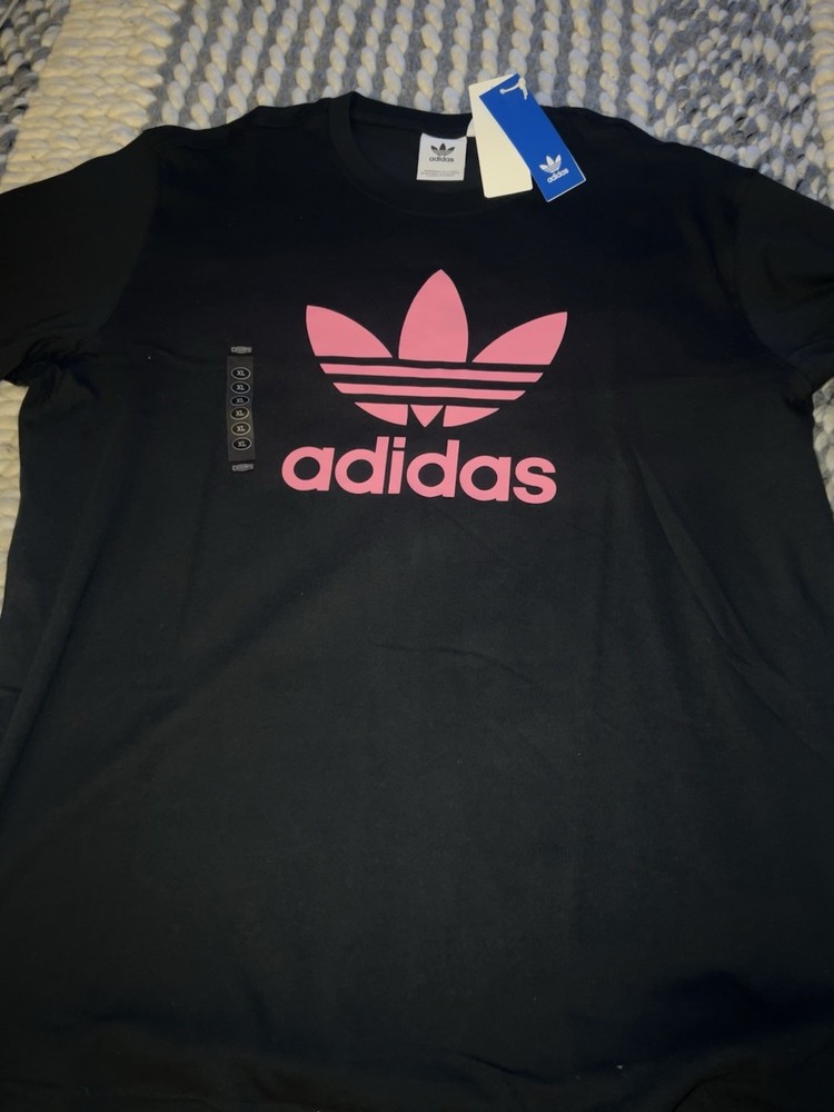Adidas Classic Originals Trefoil Black Pink T-Shirt Men’s Sz S NEW