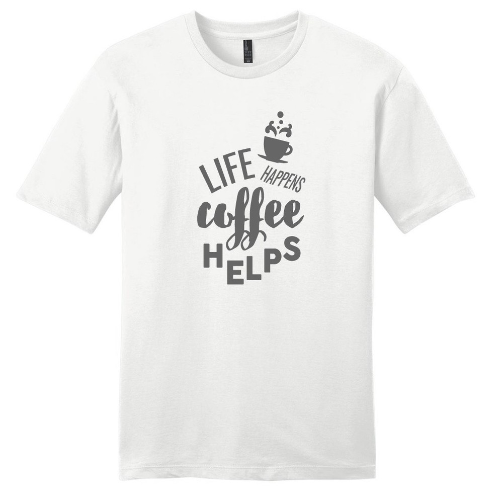 Life Happens Coffee Helps T-Shirt – Unisex Funny Inspiration Coffee Quote Shirt