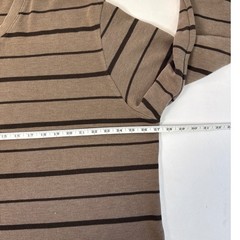 Faded Glory Mens 2XL Brown Striped V-Neck Long Sleeve Ribbed Knit Shirt RN52469