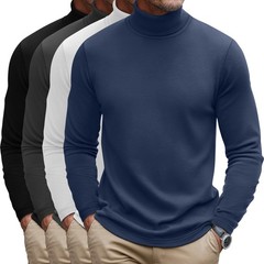 Huukeay 4 Pack Men’s Turtleneck Shirts, Long Sleeve Casual Pullover Medium