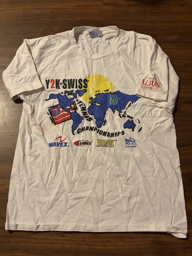 Y2K K Swiss Tennis 7.0 System T-Shirt Men’s L Scotts Parent-Child Classic