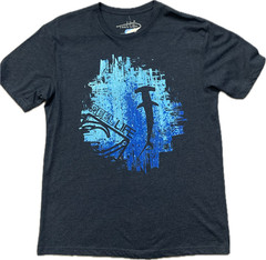 Reel Life Fishing T Shirt Mens Large L NWT Navy Blue Hammerhead Shark Back Logo