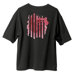 DYX USA Flag T-Shirt Unisex 100% Cotton Crew Neck Slim Fit Casual Gym Tee Black