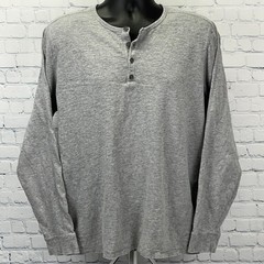 Vince Henley T Shirt Long Sleeve Cotton Heathered Gray Mens XL X-Large