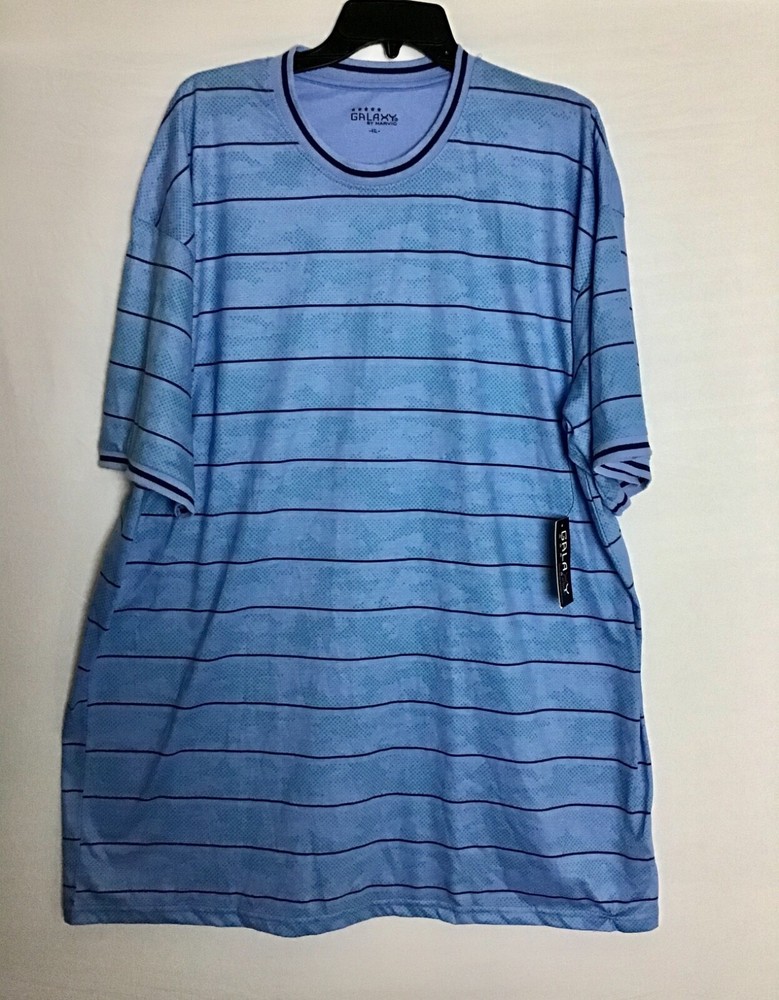 GALAXY MEN BIG ND TALL MEN BLUE STRIPE TEE SHIRT SZ 4XL