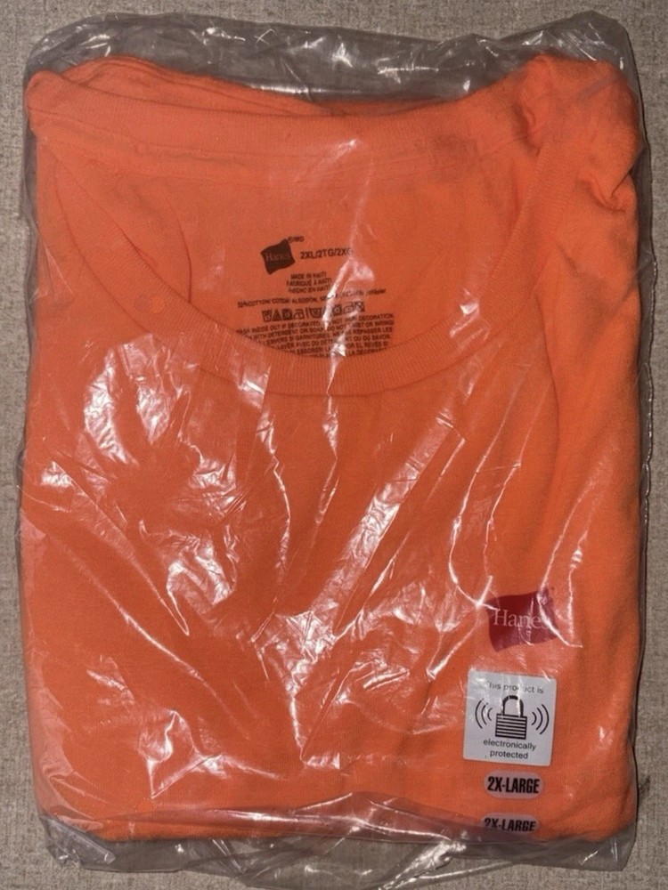 Hanes Unisex Ecosmart Stylish T Shirt Casual Safety Orange Plain T-Shirt – 2XL
