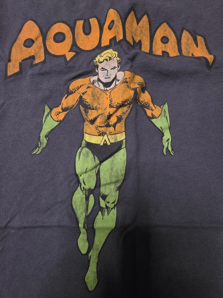 VTG 2006 Aquaman DC Comics Retro T-Shirt 2XL Distressed Gray Graphic