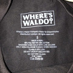 Where’s Waldo? Waldo Black Graphic Print Crew Neck Short Sleeve Tee Unisex S