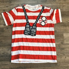Where’s Waldo? Men’s Red White Striped Graphic Crew Neck Short Sleeve Tee M