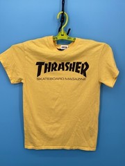 Thrasher Magazine Shirt Mens Small Yellow Skater Short Sleeve Logo Cali Official
