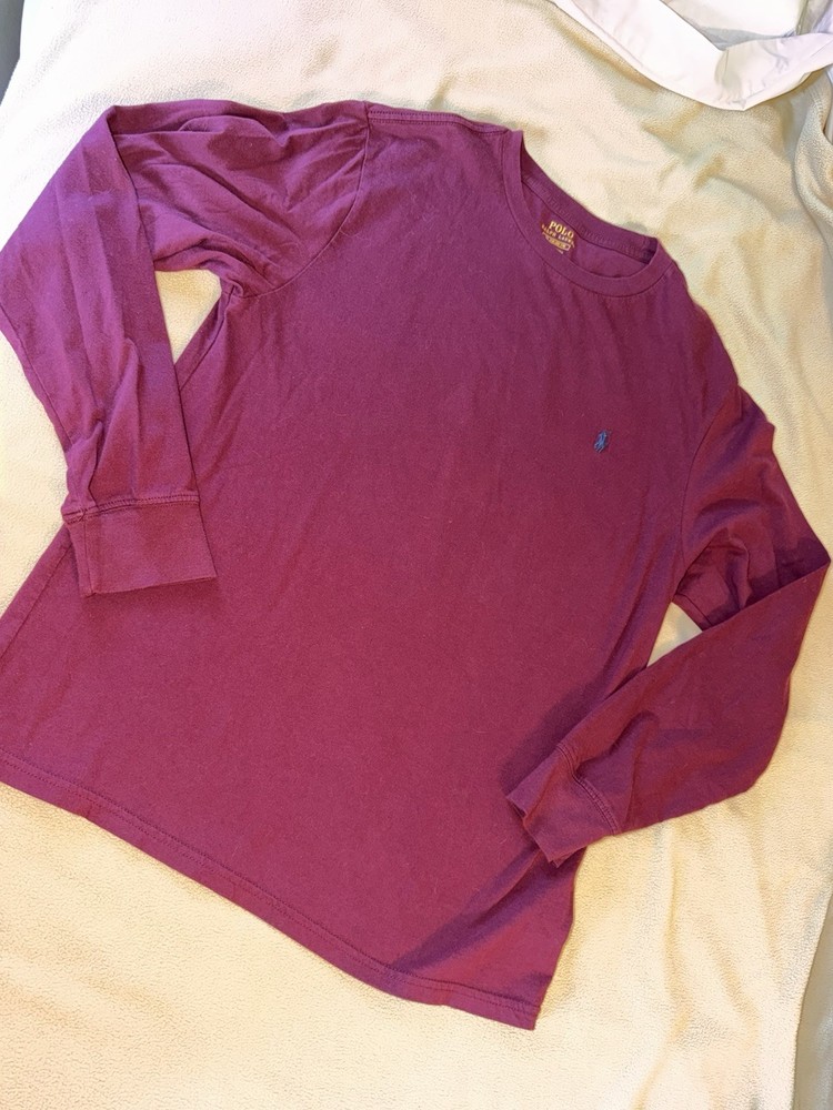 Polo Ralph Lauren youth maroon Solid Logo Cotton Knit Long Sleeve Tee XL
