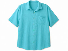 Men’s Turquoise Short Sleeve Button Up Shirt Casual Lightweight Pocket Summer