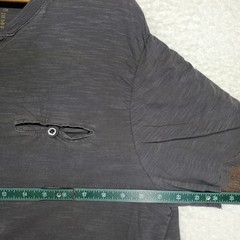 Men’s Henley Twofer Shirt Large Gray Brown Thermal Sleeve MMA Y2K Skater 90’s