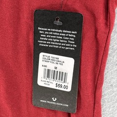 NWT True Religion Mens Shirt Medium M Red Stamp Foil Red Short Sleeve Camisa
