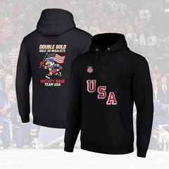 HOT! Olympic 2026 USA Hockey double gold medalists history made mascot shirt