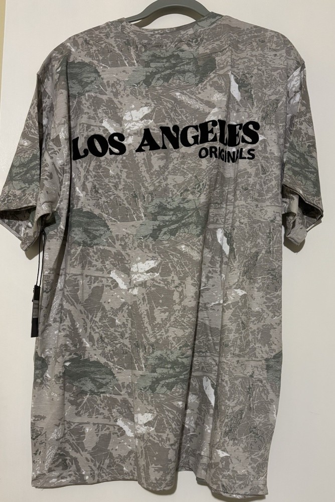 ROCK SALT Men’s 2XL Gray Camo Cotton Crew Neck Short Sleeve Los Angeles Tee