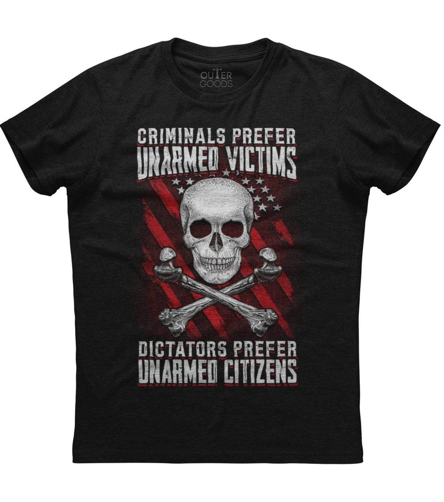 Mens American Flag Criminals Prefer Unarmed Victims Patriotic T-Shirt Gun Rights