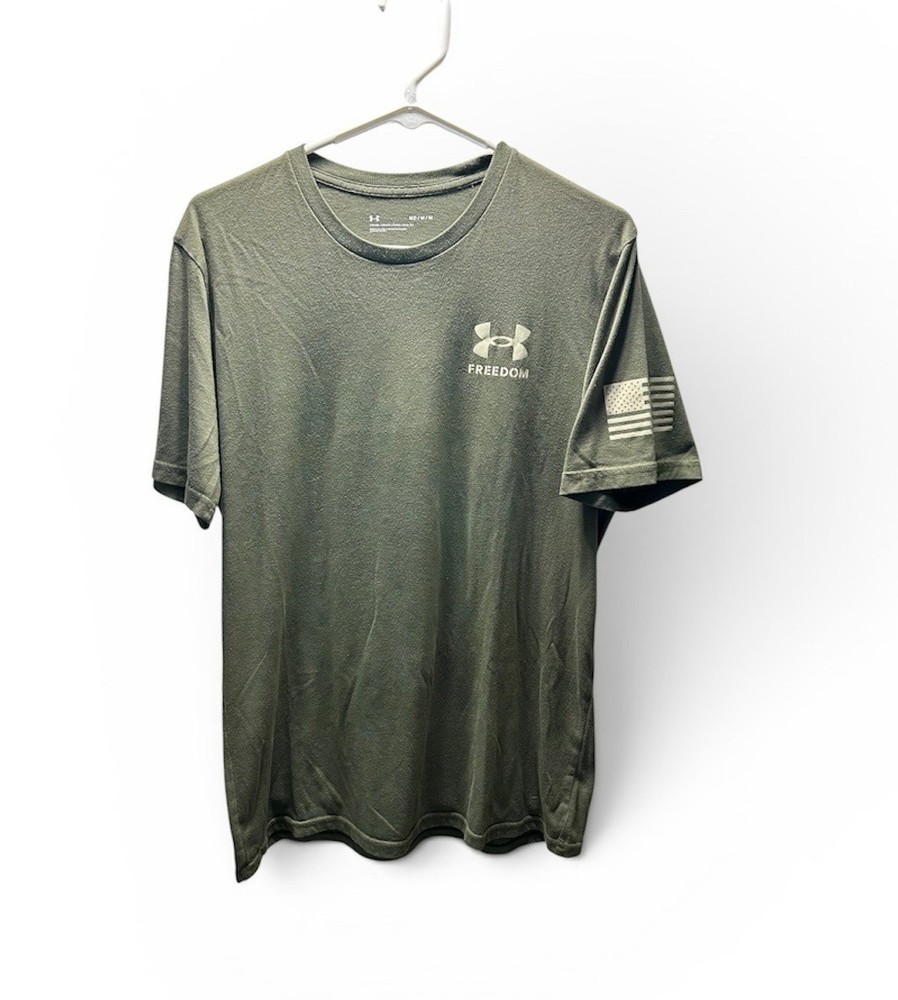 Under Armour Men’s Medium UA Freedom Flag T-Shirt Olive Green Military Tee