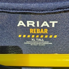 Ariat Rebar Men’s Blue Crew Neck Long Sleeve Pocket Polyester T-Shirt XL Tall