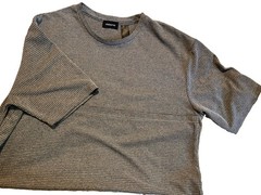 Claiborne Men’s Crew Neck T-Shirt Gray/Black Geometric Knit Short Sleeve Size L
