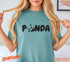 Unisex Panda Graphic T-Shirt – Cute Typographic Panda Shirt – Black Logo Tee for