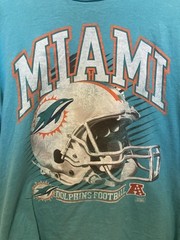 Miami Dolphins T Shirt Mens Medium Aqua NFL Football Helmet Team Apparel
