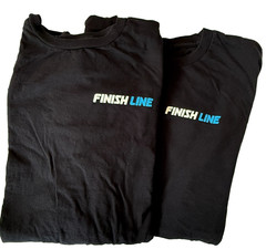 LOT 2 FINISH LINE DOUBLE SIDED BLACK UNIFORM SHORT SLEEVE T SHIRT MENS M 38×25