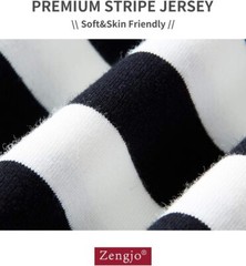 Men’s Medium Black And White Stripe Long Sleeve T Shirt Casual Cotton Spandex