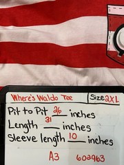 Where’s Waldo Tee Unisex 2XL Red White Striped Graphic Shirt Geekcore Novelty