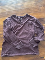 Red Head Brand Co. Men’s Long Sleeve Henley Shirt Burgundy Heather Size L G