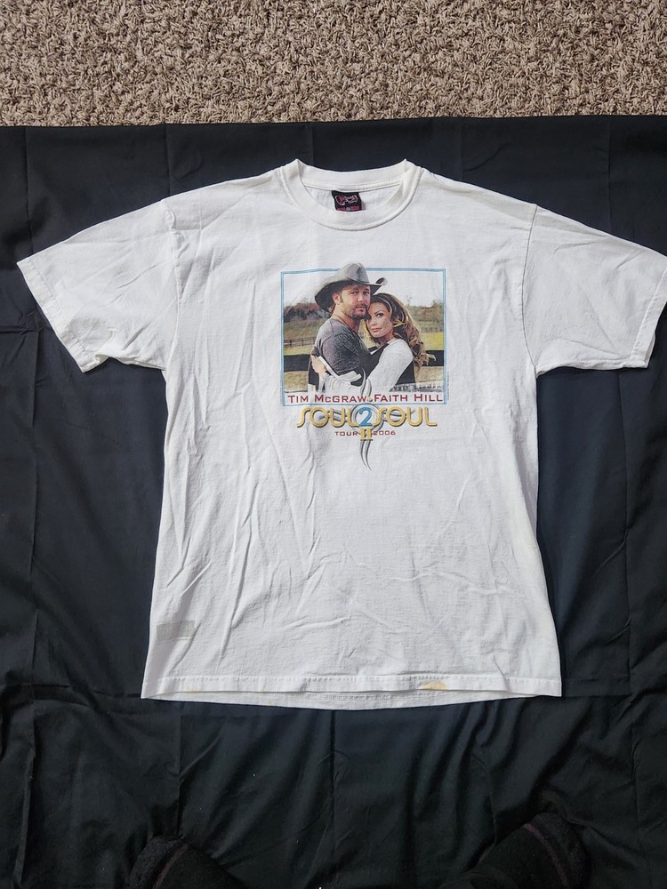 Tim McGraw Faith Hill Shirt Soul 2 Soul Concert Tour 2006 cities White XL