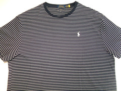 Polo Ralph Lauren T-Shirt Men’s Sz.L (W 24in x L 30in)100% Cotton Navy strip W