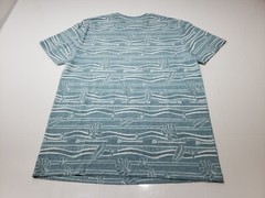 Reel Life Mens T-Shirt Short Sleeve Crewneck Striped Ocean Print Blue Size M NWT