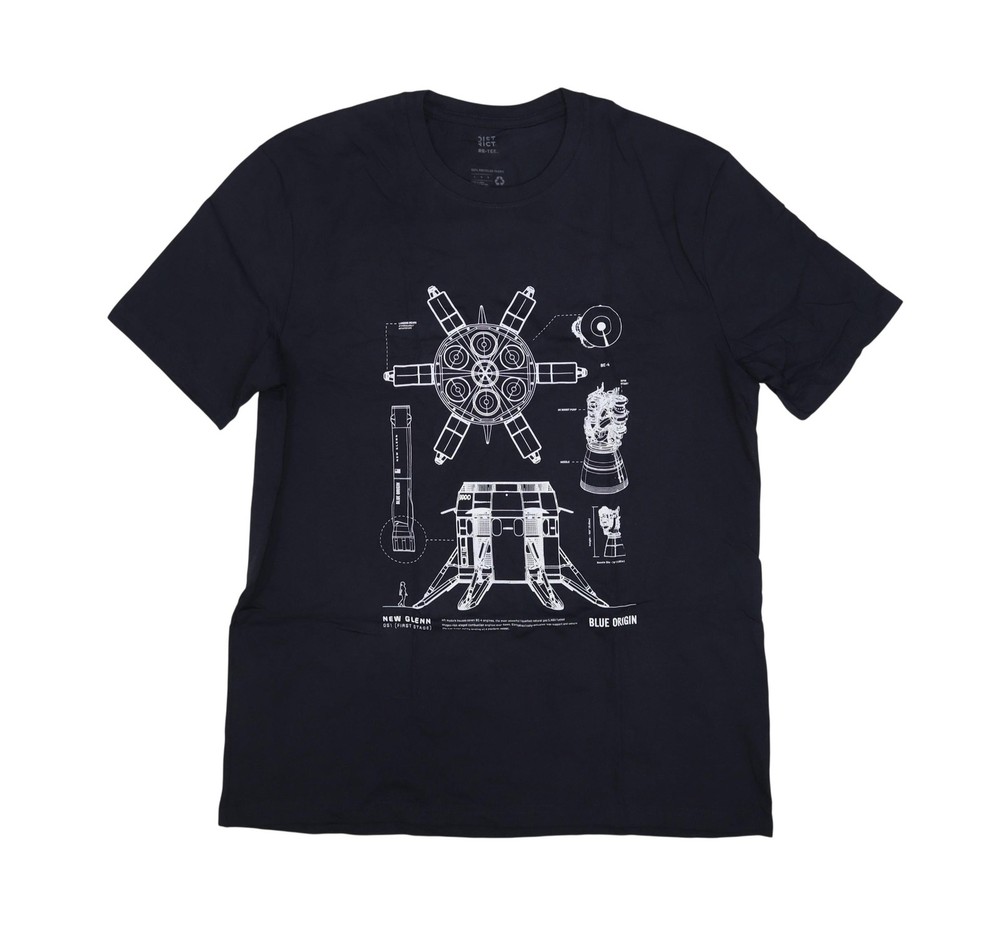 District Shirt Mens Large Blue Blue Origin New Glenn Rocket Graphic Tee T-Shirt