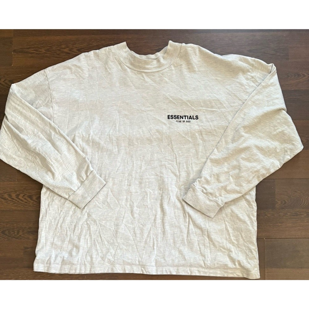 Fear of God Essentials | Mens Long Sleeve Shirt | Light Oatmeal | Size XXL