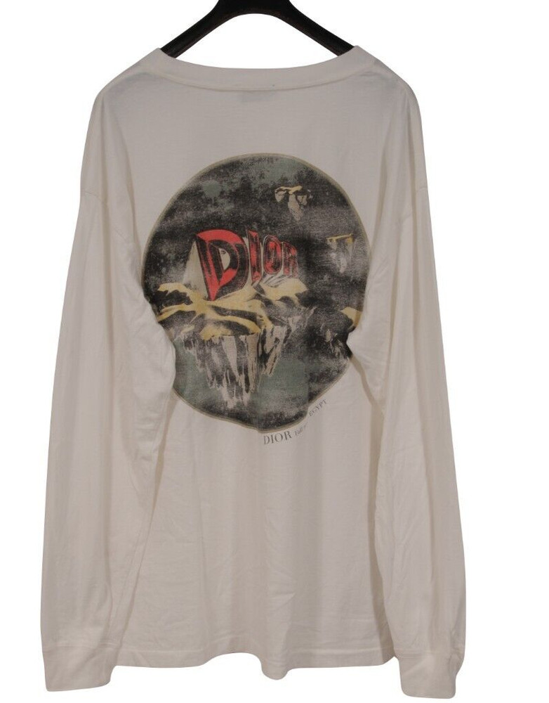 Dior Men Astero Long Sleeve T Shirt Size Large White Red Green Cotton Thermal