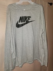 Nike The Nike Tee Men’s Gray Graphic Logo Cotton Jersey Knit Long Sleeve XXL