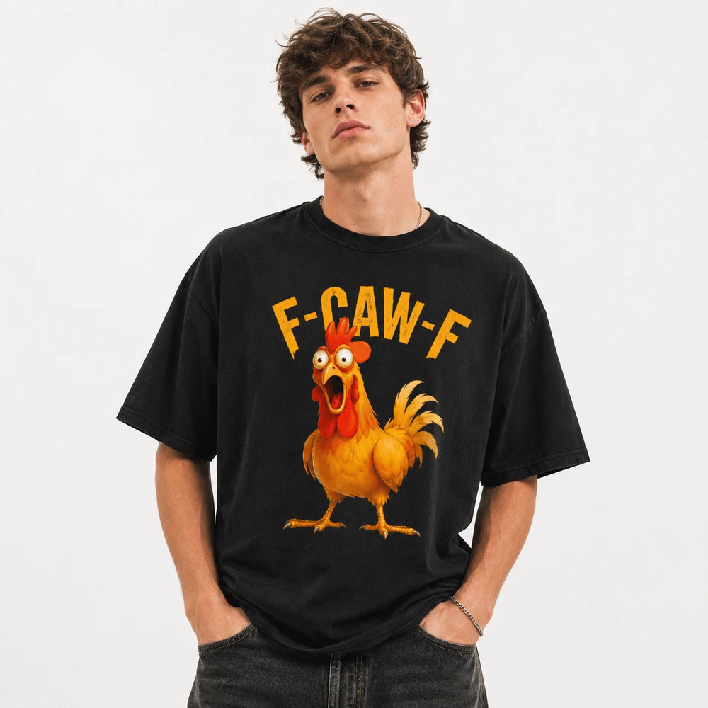 Funny Rooster Meme Tee, F-CAW-F Chicken Humor Unisex T-Shirt, Gift People