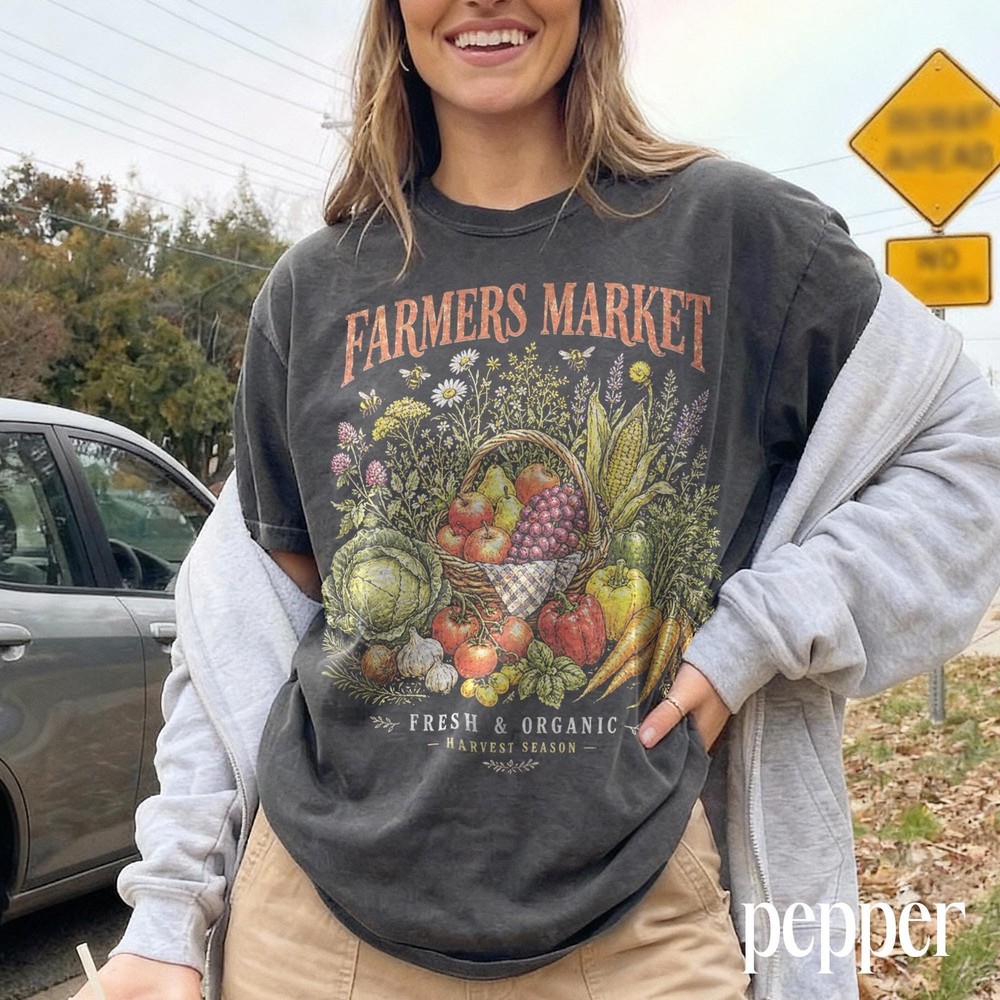 Farmers Market Graphic Tee Vintage Vegetable Harvest Shirt