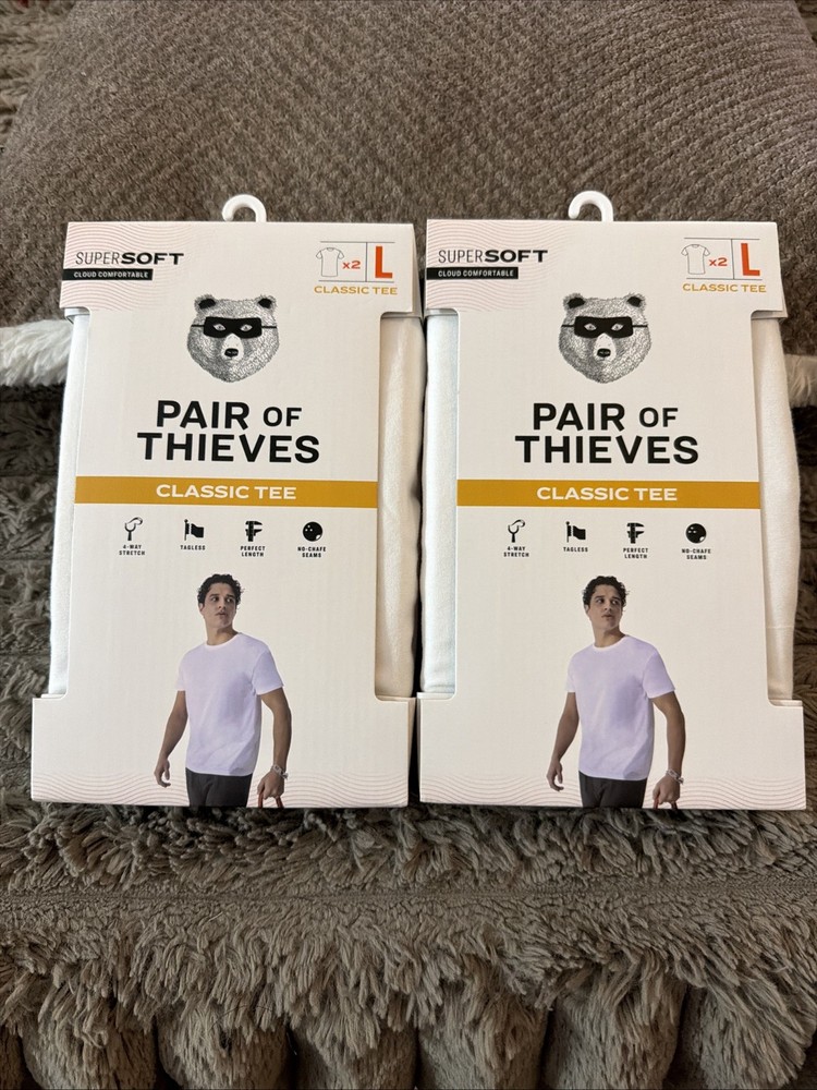 Pair of Thieves Men’s Classic Crewneck Undershirt 4 Pack – White – Large – NWT