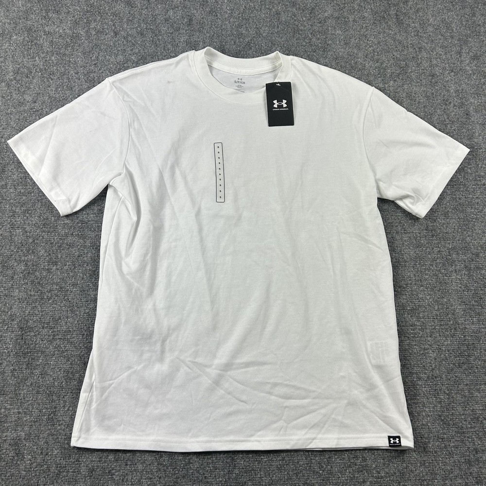 Under Armour Shirt Mens Small White Oversized Heavyweight Cotton Tee 1384037
