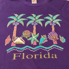 Vintage Florida T Shirt Adult XL Purple Men’s Palm Trees Seashells 80’s Colorful