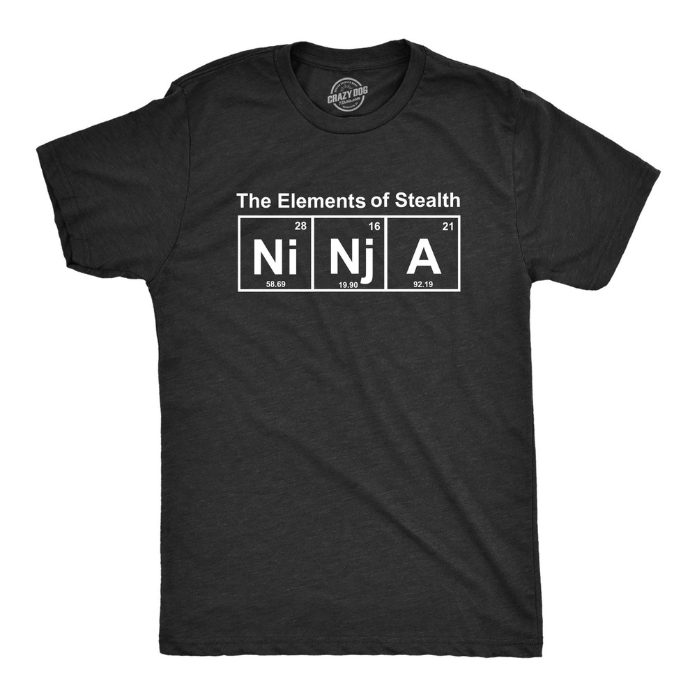 Mens Ninja Element of Stealth T shirt Funny Adult Humor Graphic Nerdy Tees