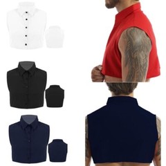 Men Shirt Turn Down Blouse Fake Crop Top Solid Color Collared Necklace Collar