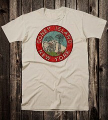 Retro Travel Tee T Shirt Souvenir New York State NYC City Coney Island Brooklyn